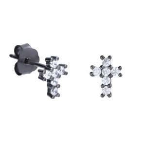 Cercei cruce argint rodiat cu pietre DiAmanti AE2206BRH-AS (Argint 925‰ 0,65 g.)